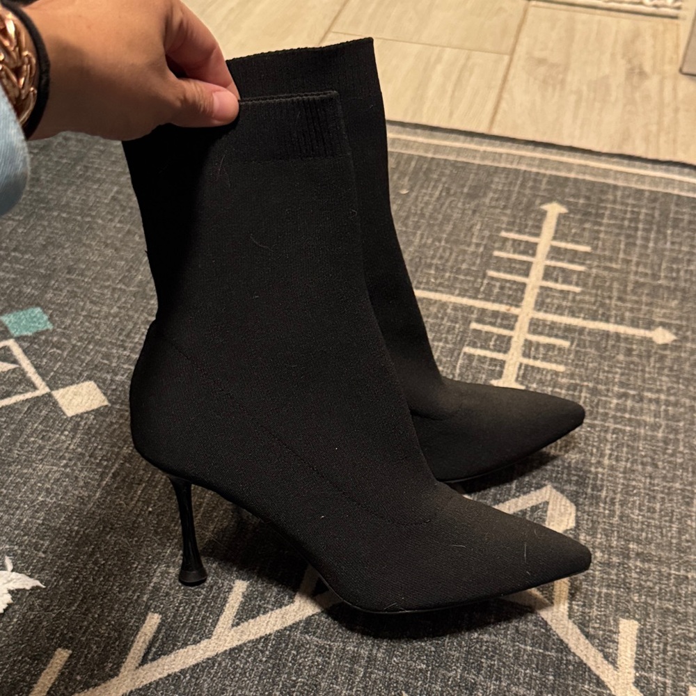 Aldo Black Heeled Sock Boots